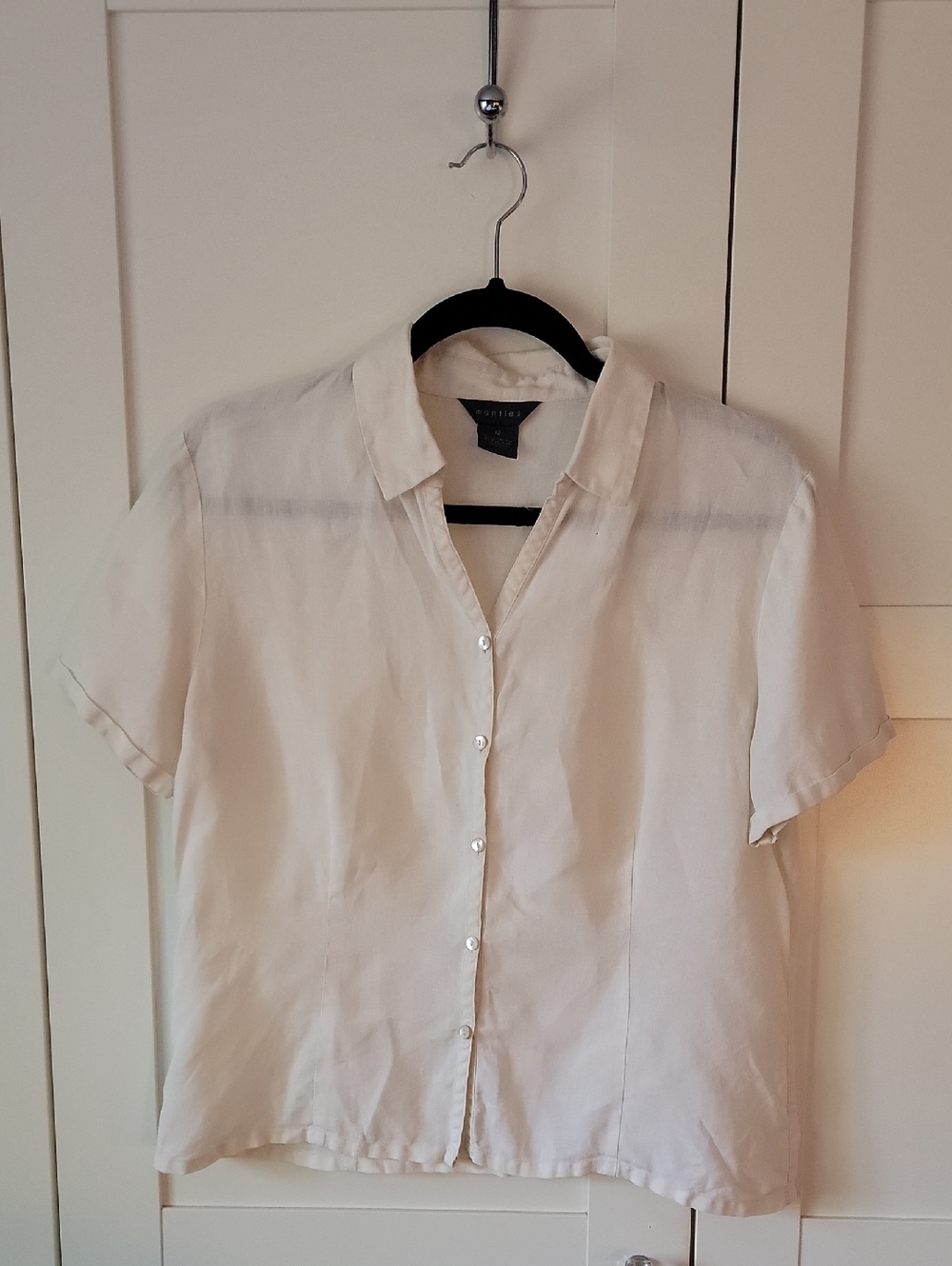 ❄️3/$30 Classic Linen Light Cream Short-Sleeve Button-Up Shirt